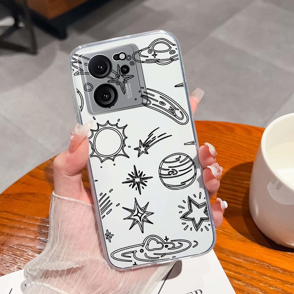 Clear Case For Xiaomi 13T Pro Soft TPU Silicone Cute Cartoon Back Cover For Xiaomi 13 T 13TPro Anti Drop Lightweight Phone Cases