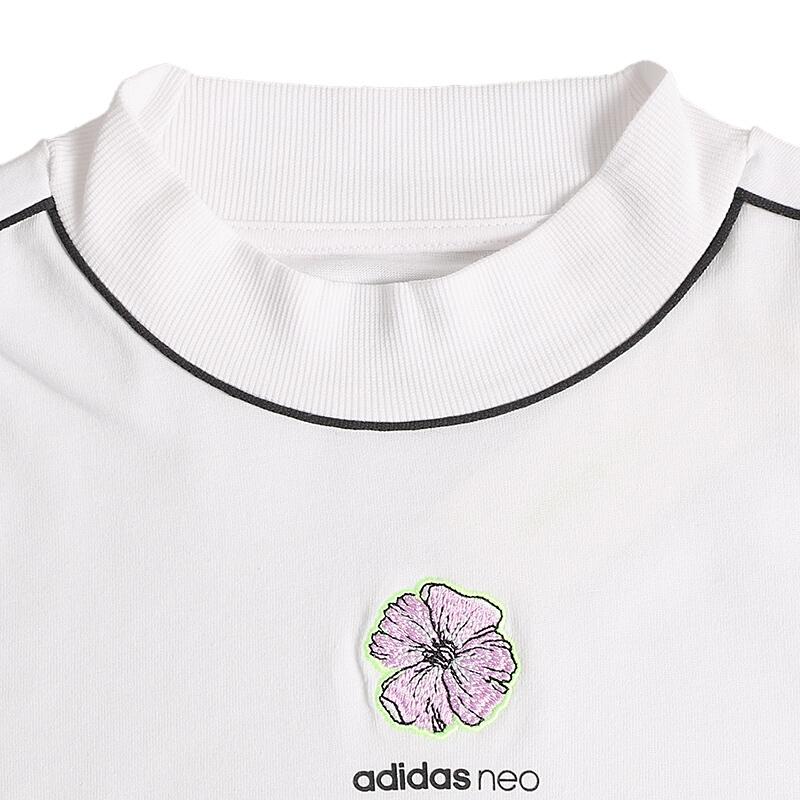 Adidas Neo Logo Solid Color Breathable Sports Casual Short Sleeve Dress Women Dresses White EJ7094