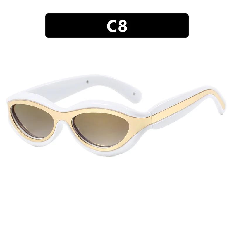 

UV400 Elliptical Sunglasses Color Blocked Personalized Sunglasses Summer Bright Colored Glasses& Accessories