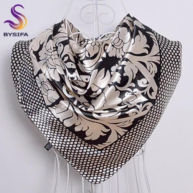 Black Gold Silk Scarves Bufandas Female Scarfs Shawl Fashion Elegant Satin Square Scarves Fall Winter Brand Silk Scarf Hijab