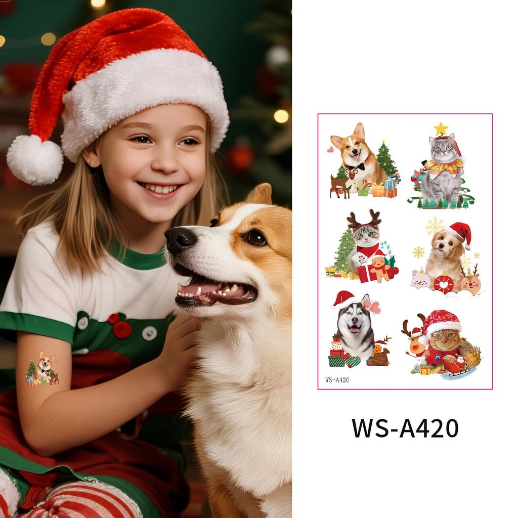 Christmas Tattoo Stickers for Pets, DIY Decor, Guitar & Water Cup