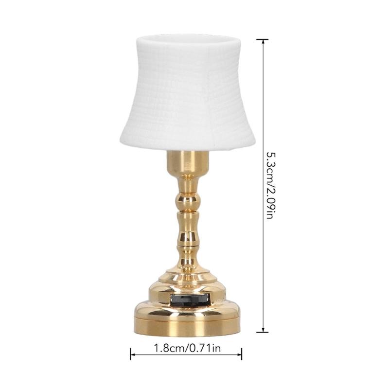 Lampshade Bedroom Table Lamp Miniature Furniture Model Doll Houses Accessory Realistic Lighting Toy Playset 1:12