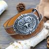 Western Denim Belt Bull Head Big Board Buckle Retro Edge Beads Men'S Punk Hip Hop Pu Leather Belt