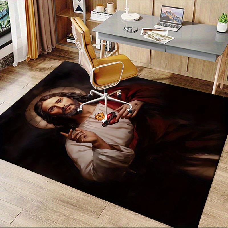 1pc Sacred Heart,Religious Iconography Office Carpet Soft Polyester Entrance Carpet Washable Non sli