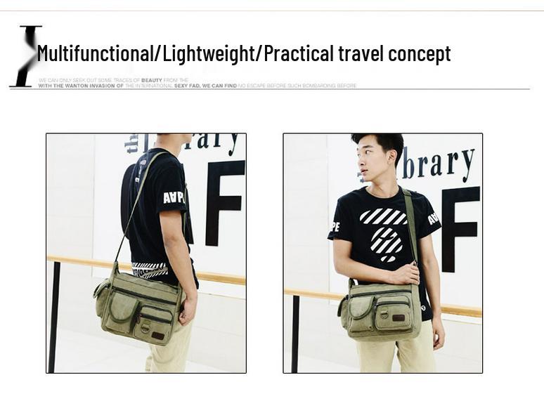 High-End Men's Retro Canvas Messenger Backpack & Shoulder Sports Bag