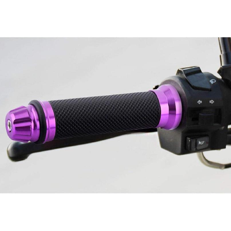 7/8  Motorcycle Handlebar Grips, CNC Aluminum Universal Antiskid Rubber Handlebar Hand Grips for 7/8  Handle Bike (Purple)