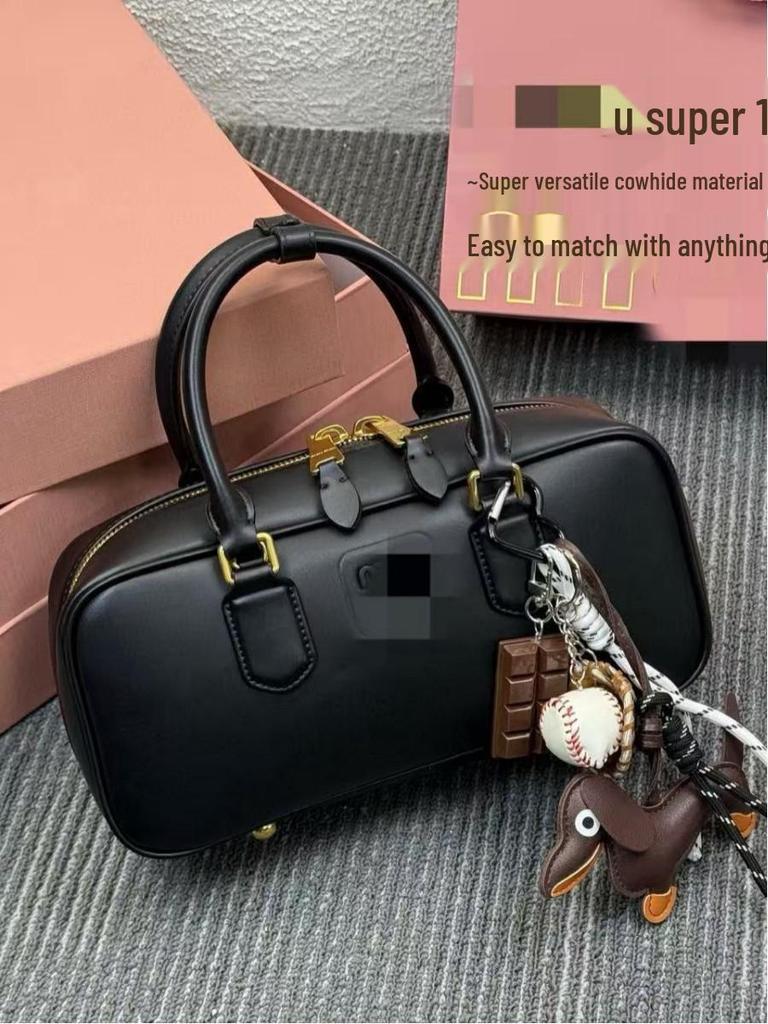 Miu Jia Retro Fashion Versatile Bowling Bag - High-End Small Square Handbag, Shoulder & Crossbody Bag