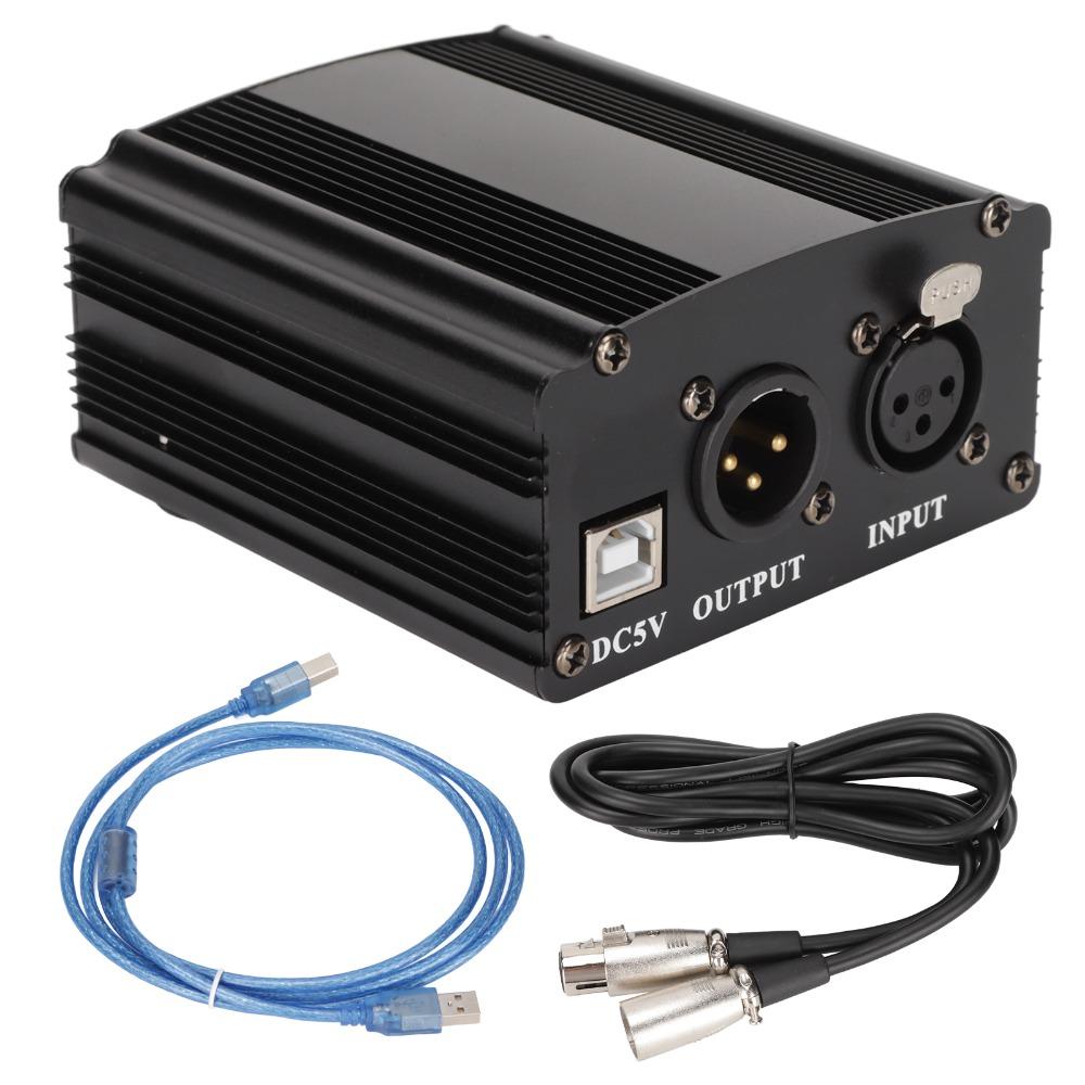 with XLR 3 Pin Cable and USB Cable Condenser Mic Power Supply USB Power Supply Computer Recording