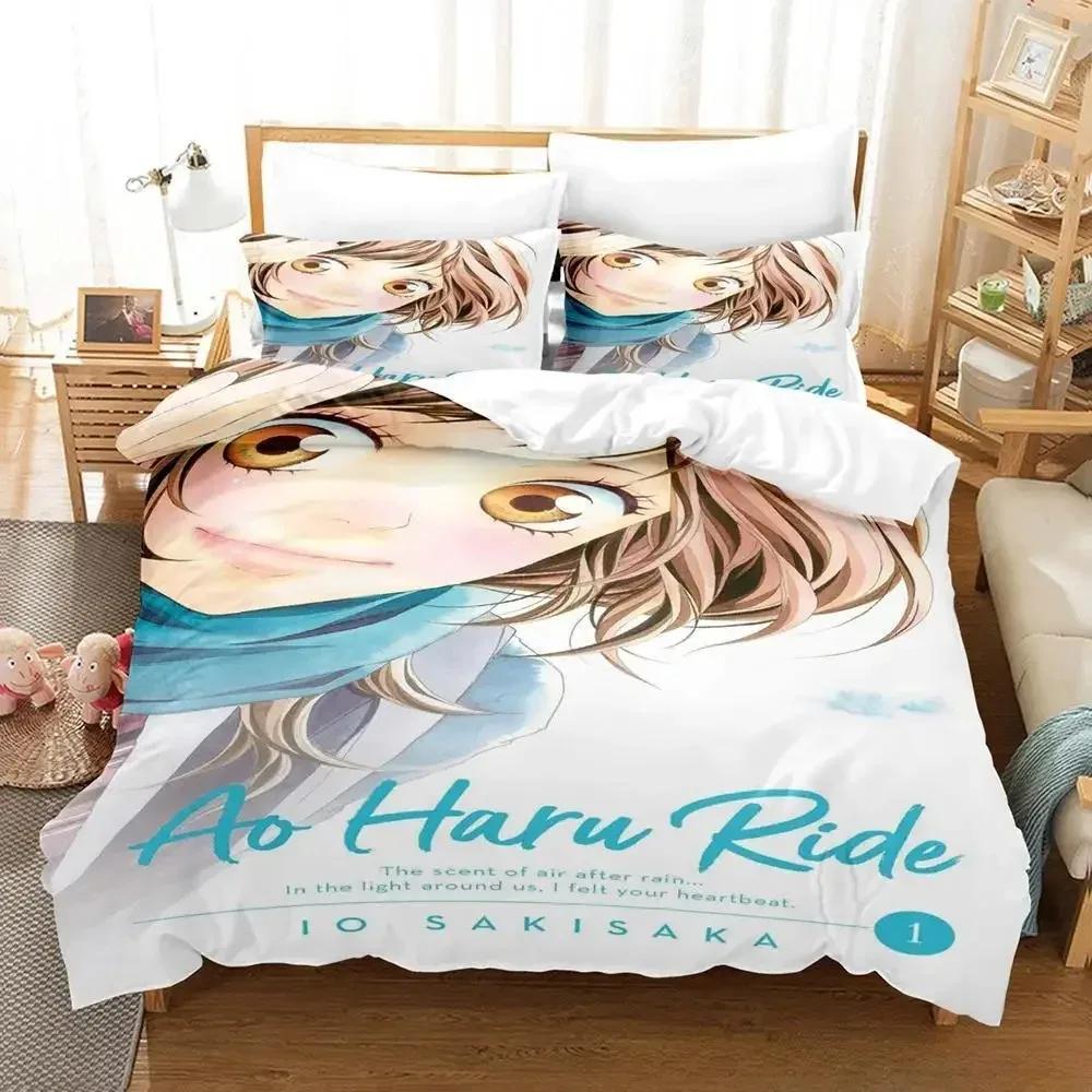 Neue blaue Federfahrt Bettwäsche-Set Einzel Twin Full Queen King Size Bett Set Erwachsene Kind Schlafzimmer Bettbezug-Sets Anime Bettlaken Set