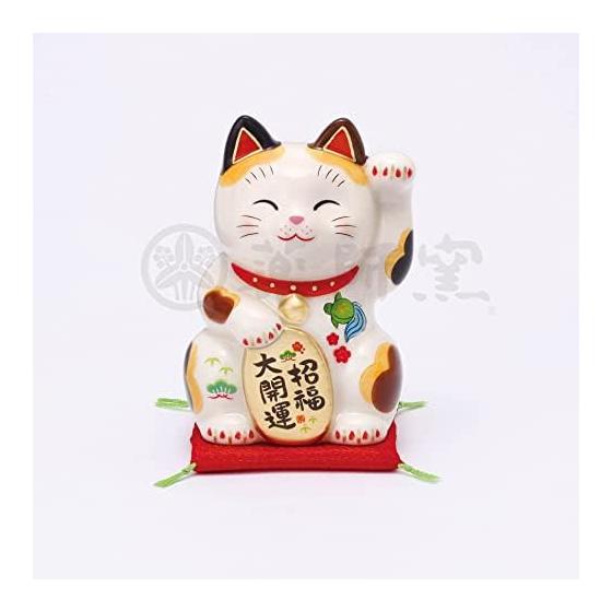 Yakushi Kiln Ayae Good Luck Great Good Luck Lucky Cat (left hand raised, size 3)