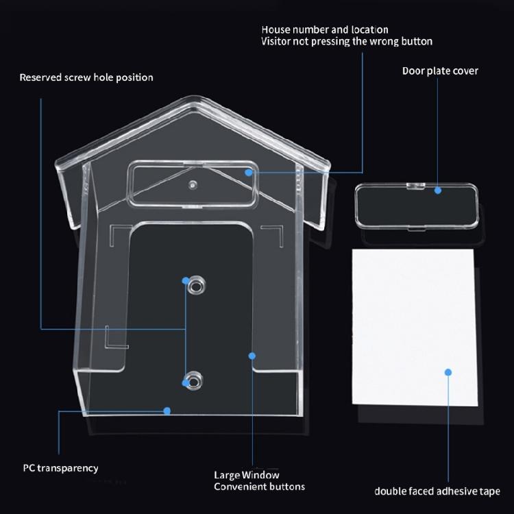 Wireless Doorbell Rain Cover Protective Box Door Bells Rings Waterproof Case Clear House Shape Doorbell Rain Cover