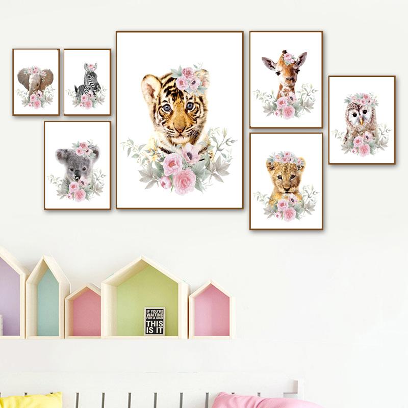 Animal Decoration Sheets Picture Wall Art Poster Children's Canvases Room Paintings For Nursery Decorative Prints Wall Posters No Frame