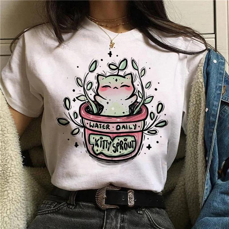 Animals Printing T-Shirt Top Basic Tees Women'S Shirt Short Sleeve Neck Fashion Casual Sport Clothes Harajuku Style High Quality
