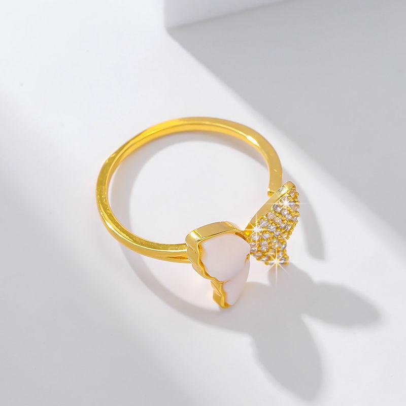GemChic Damenring Funkelnde Fee Süß Eingefasster Zirkonia Schmetterling Öffnung Verstellbarer Zeigefingerring Mädchen Geburtstag Weihnachten Schmuckgeschenk