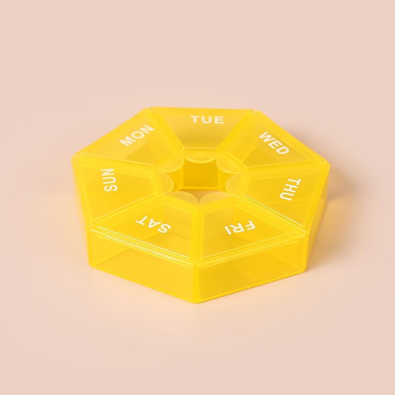 Compact Octagonal 7-Grid Transparent Pill Organizer - Dustproof, Portable, and Colorful