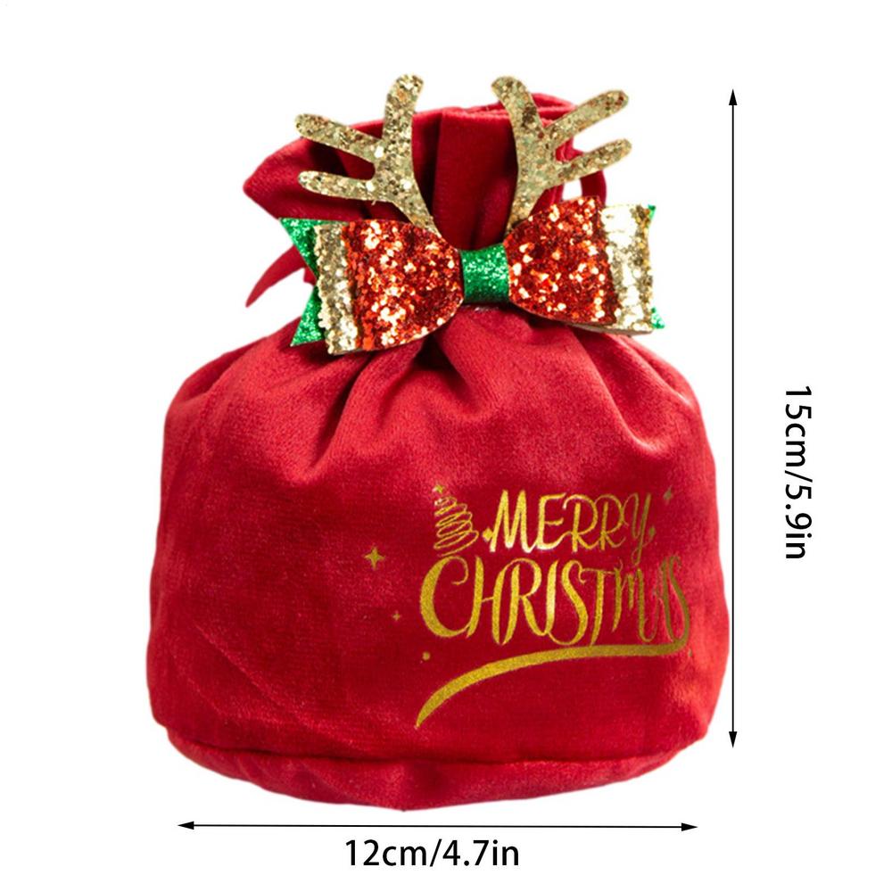 Christmas Gift Bags Christmas velvet gift bag Children drawstring velvet bag for Christmas Eve apples candy gift packaging
