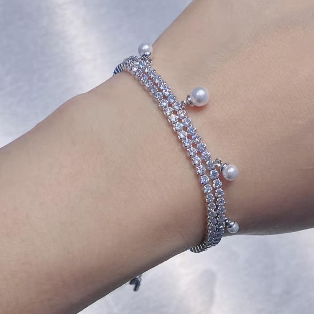 Heart Necklace Women's High Jewelry Set Luxury Pearl Necklace Earrings Ring Bracelet Suitable for Wedding Gifts