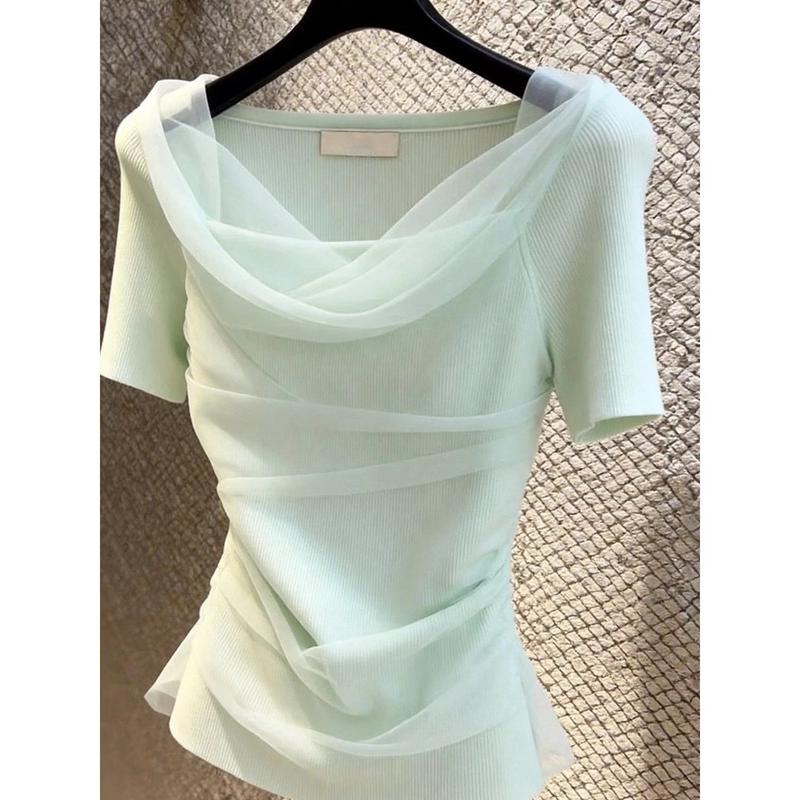 

La Chapelle Women s Gentle French Style Short Sleeve Blouse M