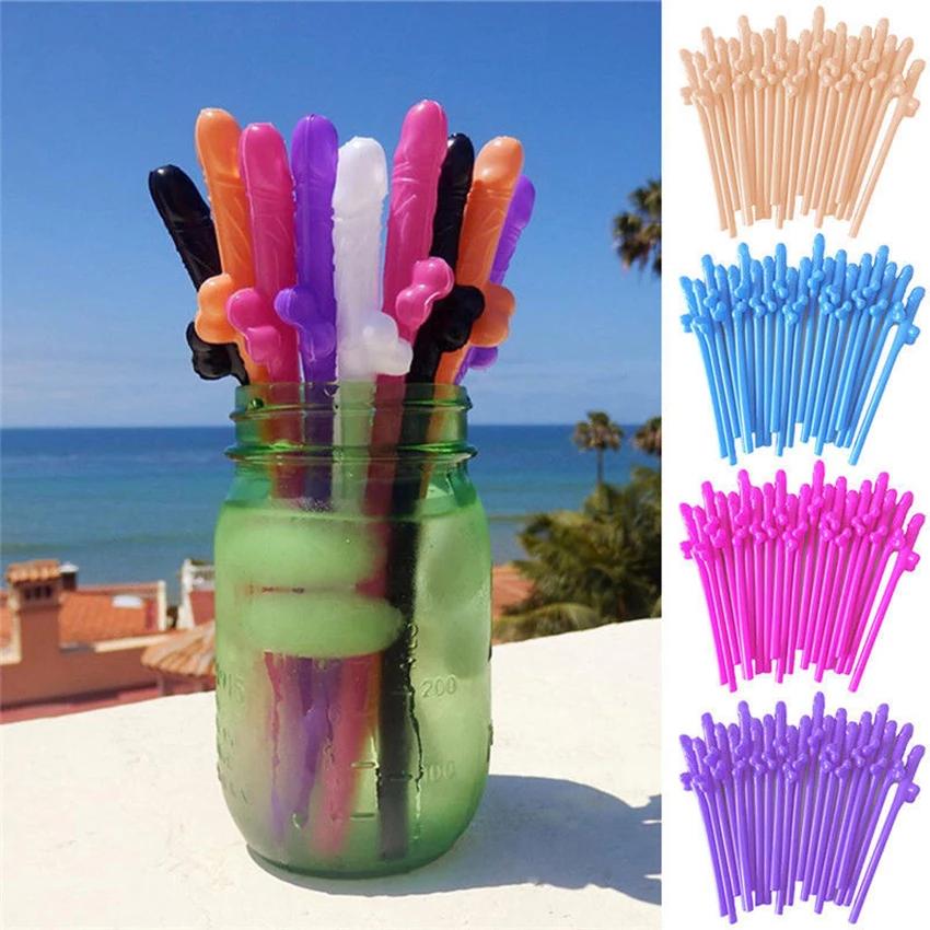 10Pcs Pack of 10 Hen Night Party Accessories Plastic Willy Dick Dickie Straws