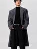 Men's Black Wool Trench Coat - Korean Style, Mid-Length, Over-the-Knee for 2025 Spring/Autumn
