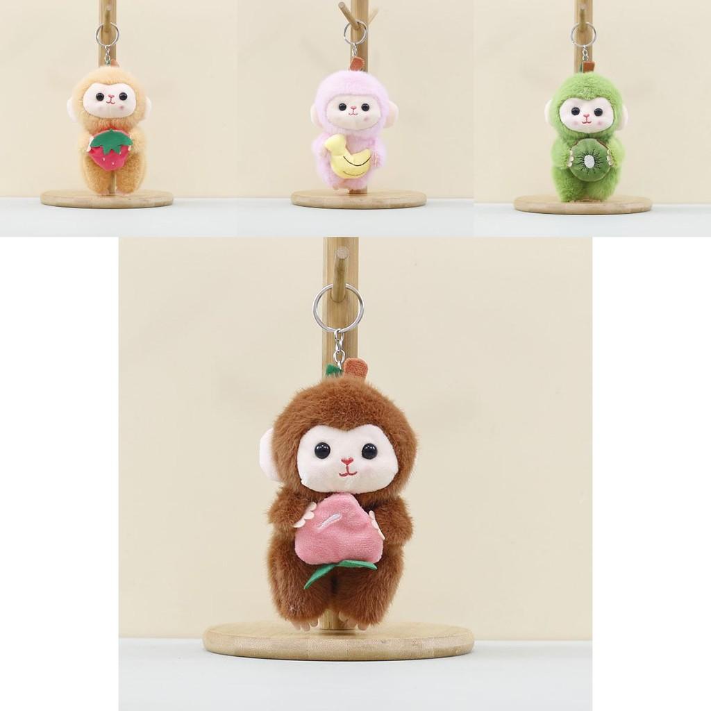 Adorable Plush Fruit Monkey Keychain Cute Cartoon Monkey Doll Accessory For Bags