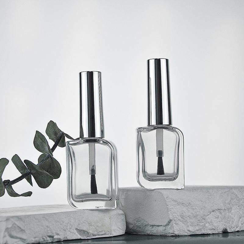 15Ml Nail Polish Bottle Empty With Lid Brush Cosmetic Containers Nail Glass Bottles With Brush Gold And Silver Lid
