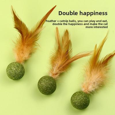 Catnip Badminton, Cat Feather Toy Balls, Cat Snacks, Teeth Cleaning and Grinding, Cat Grass, Boring and Self-entertaining Toys