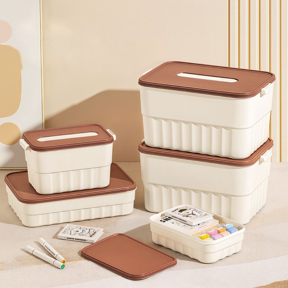 With Cover Organizing Box Plastic Clothing Desktop Box New Toy Storage Case  Home Toy and Snack