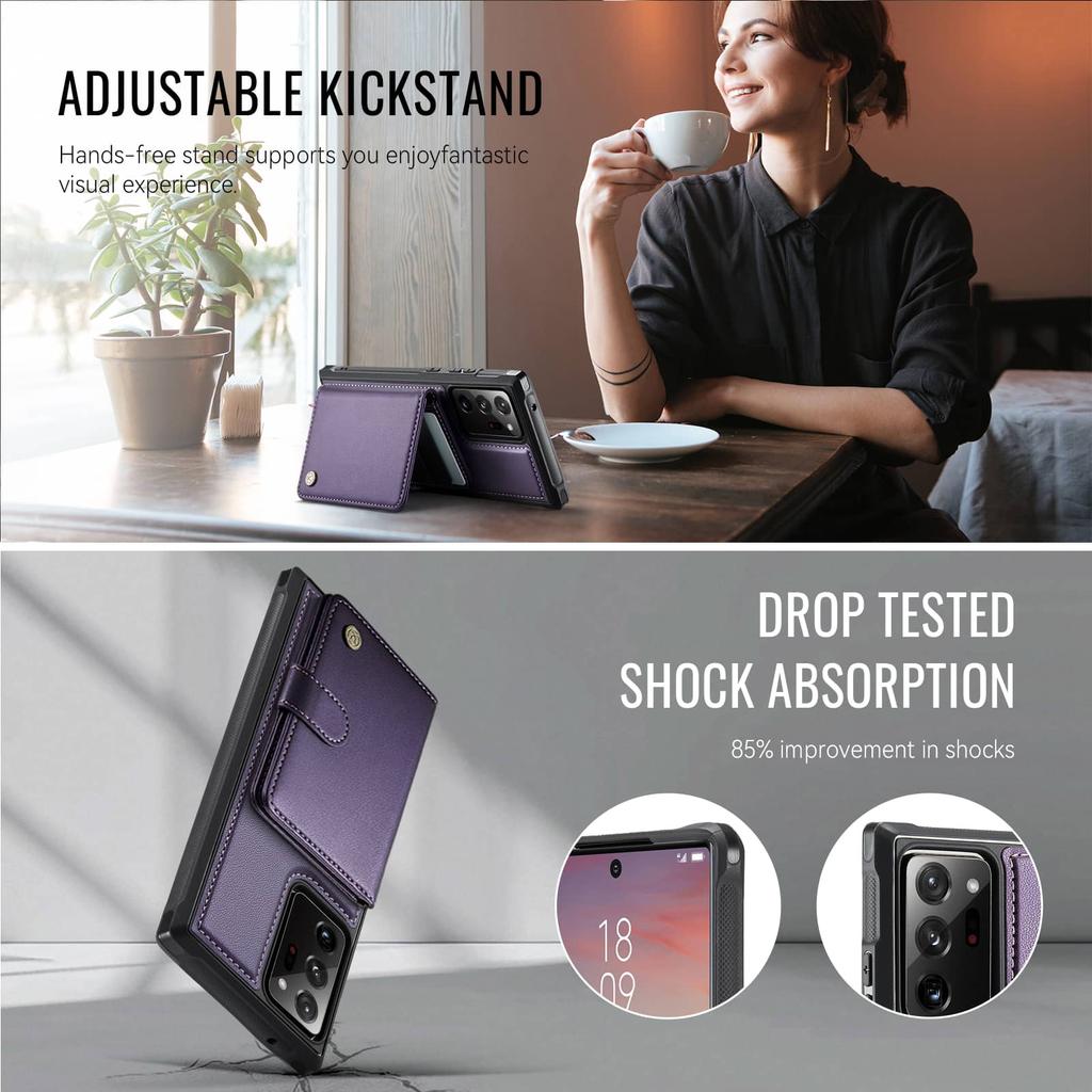Brieftaschenhülle für Samsung Galaxy Note 20 Ultra 10 Plus, Premium 2-in-1 Abnehmbarer Magnetischer Kartenhalter, mit RFID-Schutzhülle