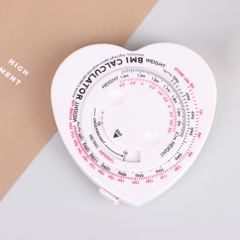 150Cm/60" Heart Shape Bmi Tape Accurate Body Measuring Tape Bmi Calculator Cut Size Measurer Ruler Tailor Tool Clothing Design Measurement Tool