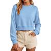 Women S Long Sleeve Loose Cropped Pullover Sweatshirt Casual Autumn