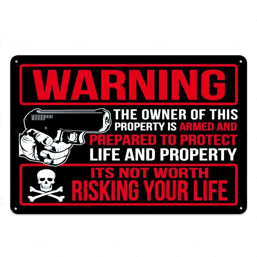 Funny Warning Sign Metal Sign Tin Sign Wall Decor No Trespassing Sign Metal Painting Wall Sticker Vintage Metal Tin Plate