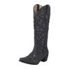 For Women Low Western Rhinestone Heel Boots High Rodeo Knee Studded Extra Wide Calf Boots for Women plus Size Leather