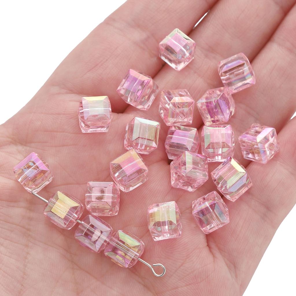 Ręcznie robione koraliki akrylowe 8mm iluzja imitacja szklanych kwadratowych koralików ręcznie robione akcesoria diy luźne koraliki koraliki ręczne łańcuszek do telefonu komórkowego materiał pakiet