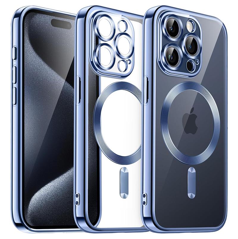 Magnetic Plating Case For iPhone 16 15 14 Plus 13 12 11 Pro Max Camera Lens Protector Glass For Magsafe Wireless Charger Cover