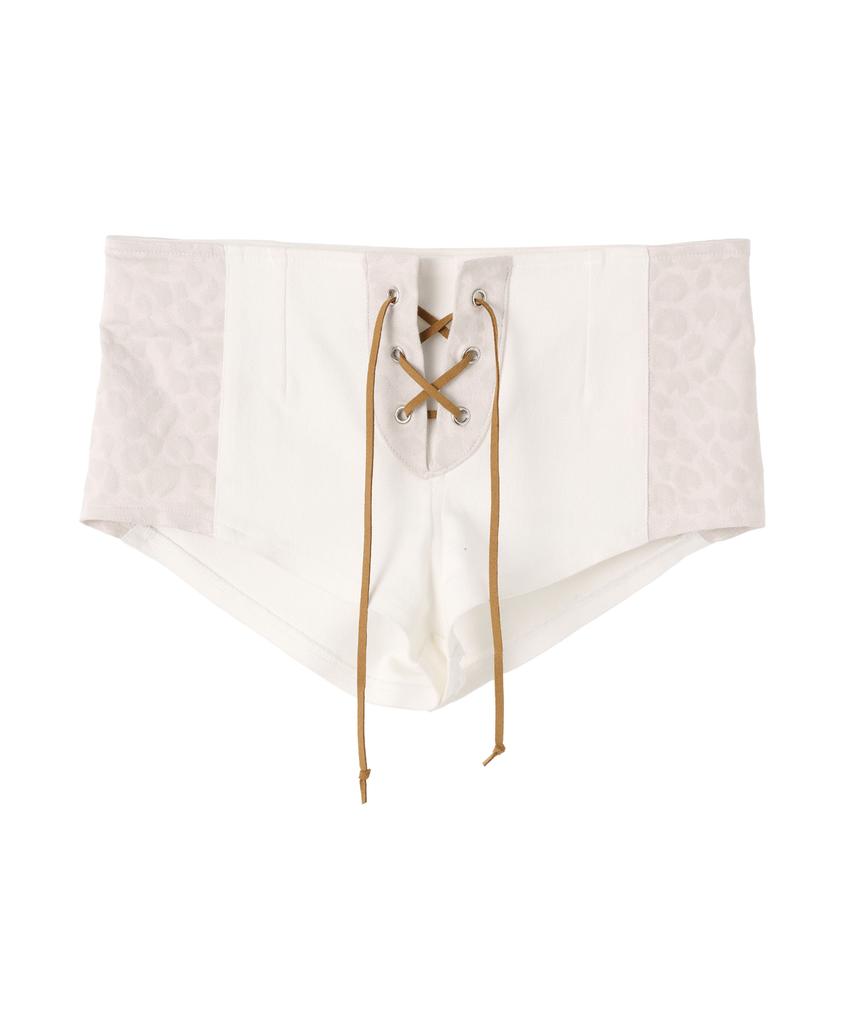 BADEE Eyelet Micro Shorts Ivory
