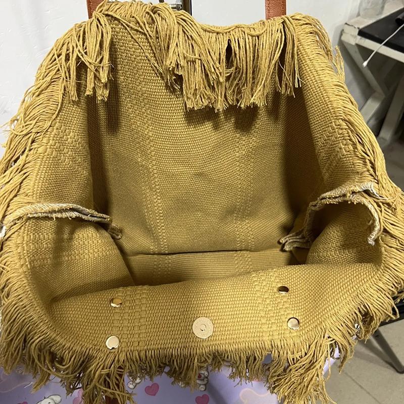 WTEMPO Color-blocking Large-capacity Canvas Bags Casual and Fashionable Tote Bags Simple Embroidered Commuter Women's Bags Summer Beach Bags