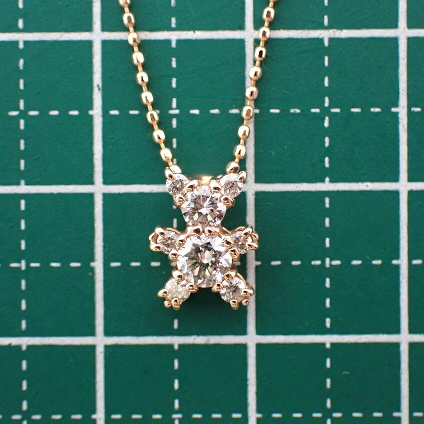 [Used] K14PG Diamond/0.34ct Necklace/Pendant/g512-35