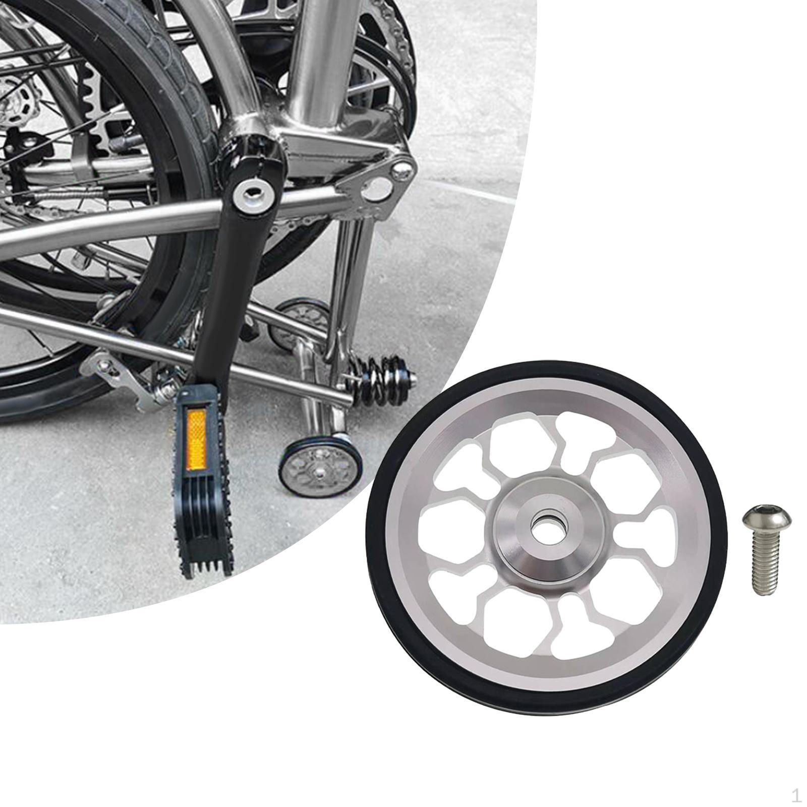 

Easy Wheel for Folding Bike Aluminum Alloy Easywheel Rear Rack Mount with Bolt Cycling Accessories срібний