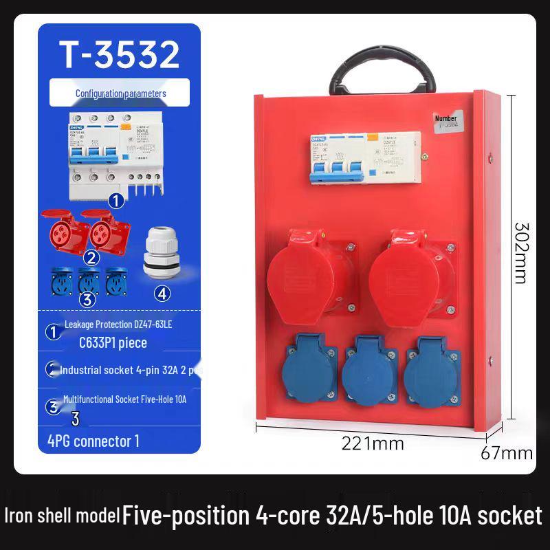 Compact Industrial Power Strip with RCD and Display for Construction Sites