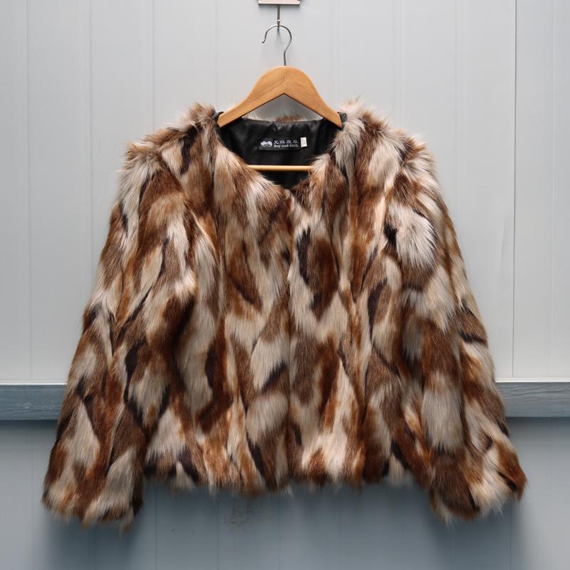 New Fox Fur Imitation Fur Coat Short Women's Clothing, Slim Raccoon Fur Coat Large Size
