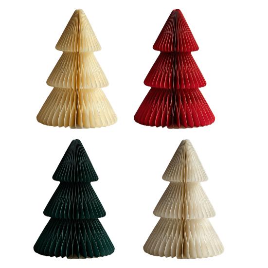 Yousheng 3/4Pcs Christmas Tree Ornament Easy Assembly Geometric Origami Christmas Tree Festive Merry Christmas Decor