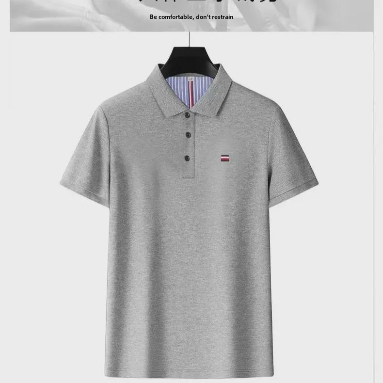 Men's 2024 Summer American Style Embroidered Golf Polo Shirt - Minimalist Short-Sleeved Collared T-Shirt
