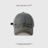 Retro washed old letter baseball cap female wide brim big head circumference showing face small soft top cap male