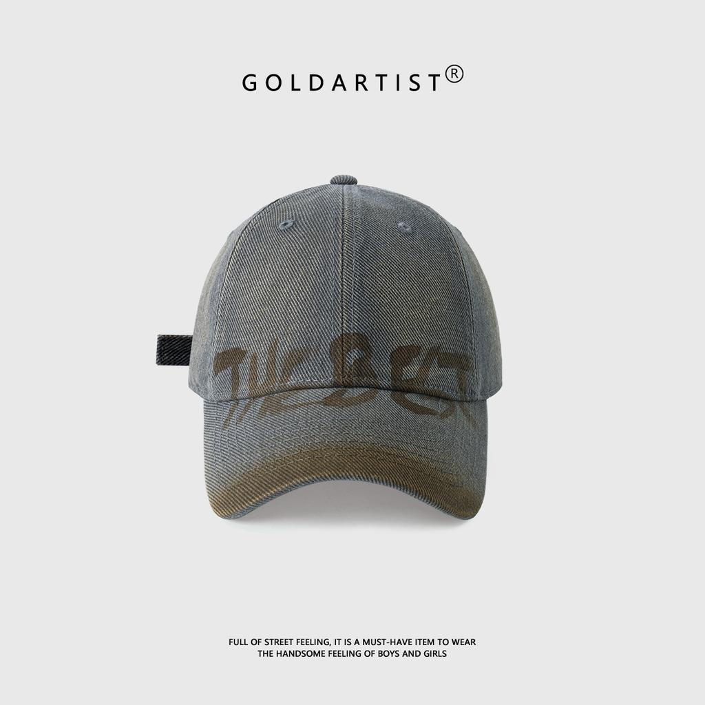 Retro washed old letter baseball cap female wide brim big head circumference showing face small soft top cap male