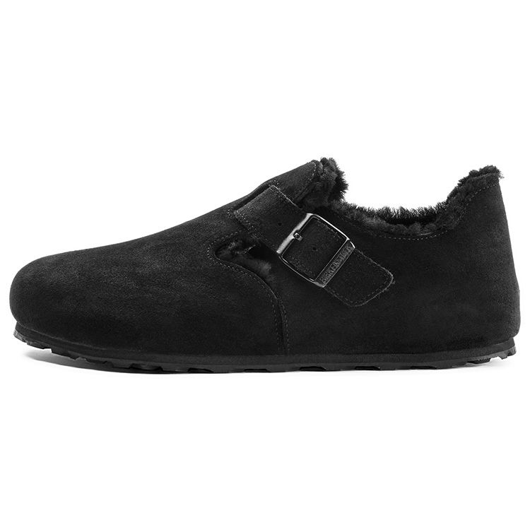 Birkenstock London Shearling Series Leather Suede Casual Shock Absorbing Low Top Fashion Sneakers Unisex sneakers Black 1014961 39