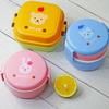 Mini Bento Box For Kids Cute Animal Lunch Box Double-layer Round Children's Lunch Box Snack Box Portable Microwave Lunchbox