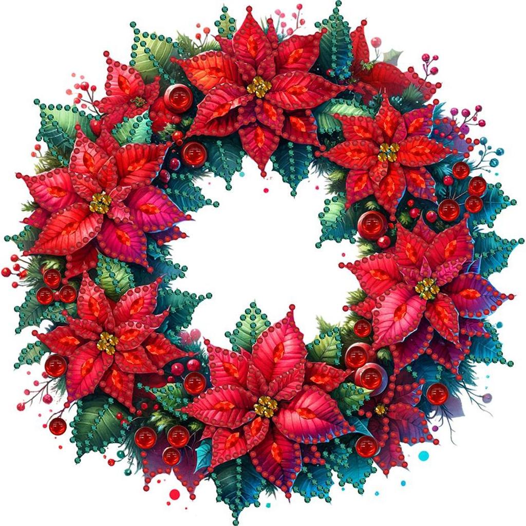5D DIY Partial Special Shaped Drill Diamond Painting Kit Christmas Wreath30x30cm