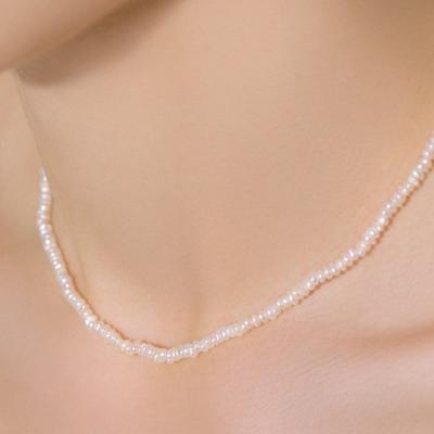 92.5 Silber Nakr Natürliche Süßwasserperle Choker Halskette W