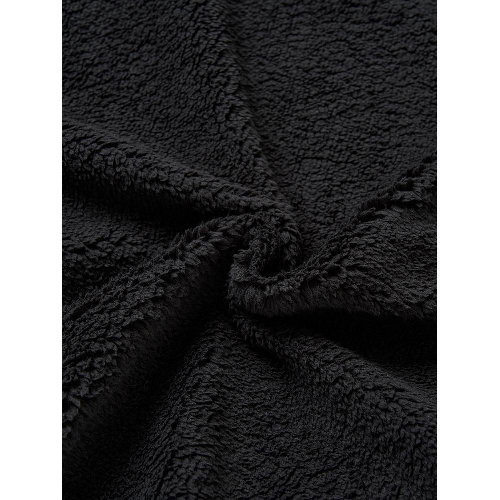 Daiso [common] Fluffy Long Sleeve Fleece Zip Up M.xl Black